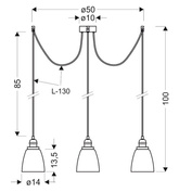 Chrom-Hängelampe mit Glasschirmen 4x40W Voice Candellux 34-70838