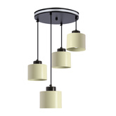 OLIVCA lampa wisząca czarny 4x40W E27 klosz oliwkowy