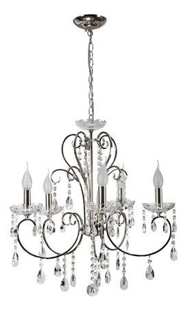 Lampa suspendata cromata cu candelabru din cristale 5x40W Aurora Candellux 35-96152