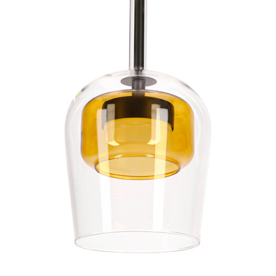 Suspension Glaxi en verre double abat jour transparent et jaune GX53