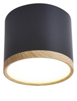 Lampa sufitowa tuba czarna drewniana okrągła LED zintegrowana Candellux