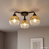Schwarz-goldene Deckenleuchte mit Glasschirmen 3x60W Cromina Gold Candellux 98-57273
