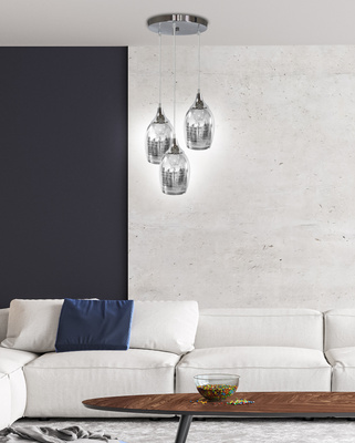 Lampe suspendue chrome miroir abat-jour 3x60W Marina Candellux 33-60181