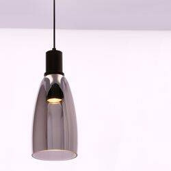 Udin big lampa wisząca czarny 1x15W GU10 klosz szary