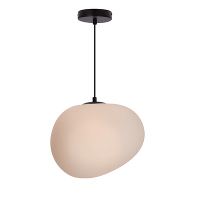 Hanging lamp STONES 30 cm in Japandi style with white acrylic stone inspired shade minimalist ceiling lighting for living room E27