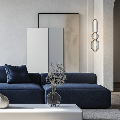 Pendant wire lamp PUMA with elongated shade 14 x 71 cm designer living room lighting LED 3000K