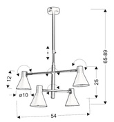 Plafoniera neagră și aurie mat reglabilă 4x40W Less Candellux 34-72689