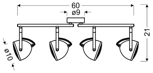 Applique bande 4X50W GU10 béton gris PENT 94-68071