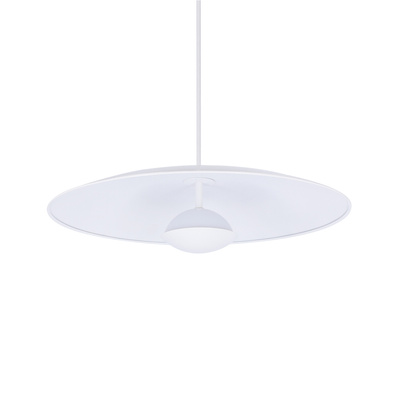 Pendant lamp LUND 48 cm minimalistic white plate shade Scandinavian lamp for dining room and living room LED