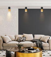 Ceiling lamp black and gold 1xGU10 Tube 12cm 2281728