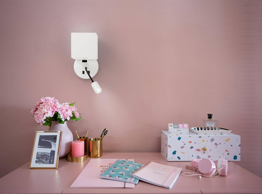 Applique d'hôtel blanche avec liseuse LED Magnum Candellux 21-75659