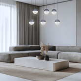 Lampa wisząca FURNI 6-punktowa szara – ze szklanymi kloszami kulami - designerska lampa do salonu LED 4000K