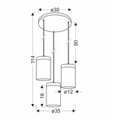 Lampe suspendue Wels sur un plafond 3X40 noir + abat-jour en bois fumé 33-22011