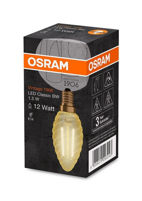 Żarówka LED E14 1,5W 120LM 2400K VINTAGE BW12 świeca OSRAM