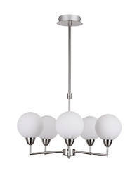Lampa wisząca Logos pięciopunktowa szklana do jadalni biało-srebrna