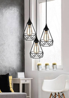 Hanging ceiling lamp black wire plate 3x60W Graf Candellux 33-62918