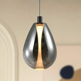 Hanging lamp Denso 30 glass black over table smoked shade single