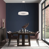Pendant lamp FROZI in glamour style white shade with crystals elegant and modern LED living room lighting
