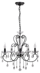 Lampe suspendue noire avec cristaux 5xE14 Aurora 35-73730