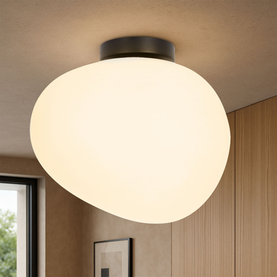 Ceiling lamp STONES inspired by stone designer flush mount with acrylic milky shade 30 cm lighting for living room and hallway E27