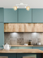 Wandlampenleiste 2X25W E14 weiß + Holz ATARRI 92-68088