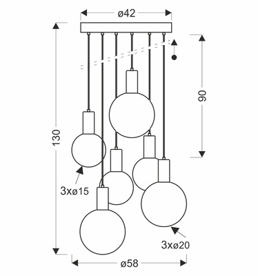 Lampa wisząca Testa beige weiße Kugelschirme 6x10W G9 verstellbar
