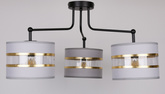 Lampa sufitowa czarny 3xE27 abażur biały + złoty Andy 33-00514