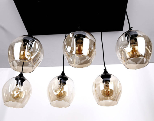 Suspension en verre noir / marron 6xE27 Aspa 36-00620