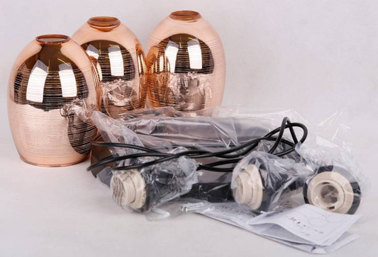 Lampa wisząca czarno-miedziana lustrzane klosze 3x60W Marina Candellux 33-51608