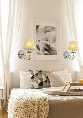 Wall lamp chrome / gold thread lampshade E14 40W Diva Candellux 21-55040