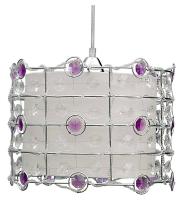 Lampa wisząca Seneca pojedyncza metalowa fioletowo-biała do salonu E27