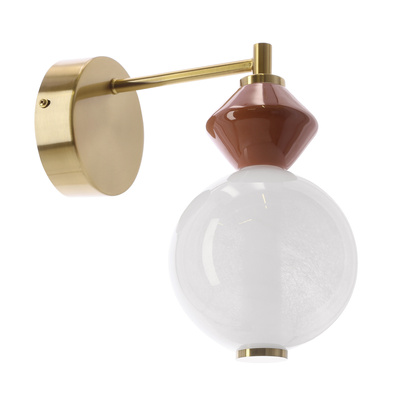 FLORES brass and brown wall lamp 7W LED 3000K white shade