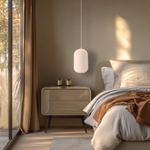 Lampa wisząca Cresto szklana pojedyncza z kloszem biała do salonu