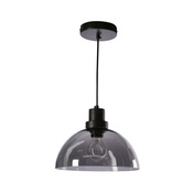 Lampa wisząca Barca z dymionym kloszem pojedyncza szklano-metalowa czarna