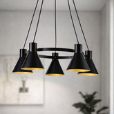 Hanging lamp black and gold matte ceiling 5x40W More Candellux 35-71163