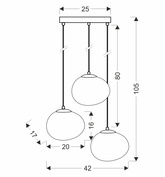 Lampa wisząca STONES w stylu Japandi - okrągła podstawa z akrylowymi kloszami 20 cm w kształcie kamienia - nowoczesne oświetlenie salonu 3x E27