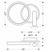 MONET lampa kinkiet koło czarny 18W LED 3000K klosz biały  22-35660