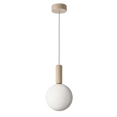 Hängeleuchte Testa Kugel Glas beige mit weißem Schirm 1x10W G9