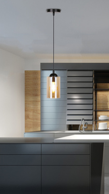 Lampa suspendata 1xE27 sticla neagra/maro Bistro 31-00569