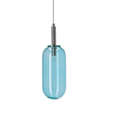Hanging lamp FIUGGI blue with long glass shade modern LED lamp over table and for living room