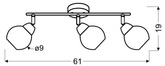 Wandlampenleiste 3X10W E14 LED Chrom FORT 93-62826