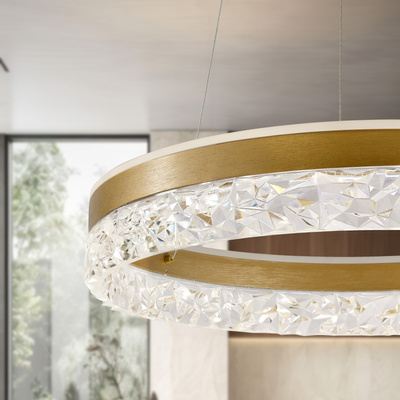 FROZI Pendant Lamp Gold 32W 3000K LED Clear Crystals