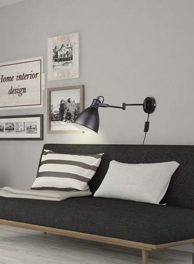 Schwarze verstellbare Wandleuchte 1xE27 Espera 21-85238