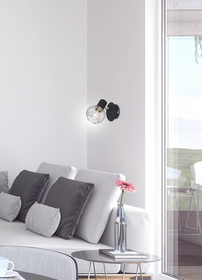 Lampa ścienna1X40W E14 czarny/chrom OSLO 91-61836