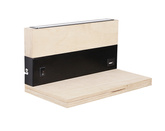Lampe Anet en bois + applique noire avec une étagère 4000k