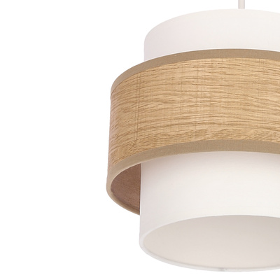 Lampa wisząca z abażurem Nuget biała abażur kremowy do jadalni E27