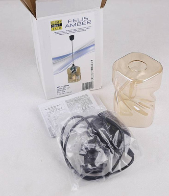 Black/amber glass pendant lamp Felis 31-00156