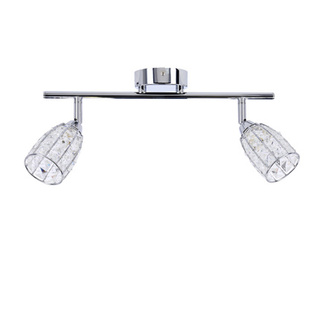 Shiba plafonnier bande chrome 2x15w g9 abat-jour incolore