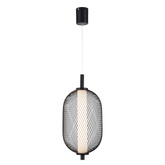 Hanging wire lamp PUMA with elongated shade 15 x 30 cm designer lamp over table LED 3000K