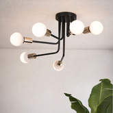 Plafonnier lustre en acier noir et doré Spill Candellux 36-56542